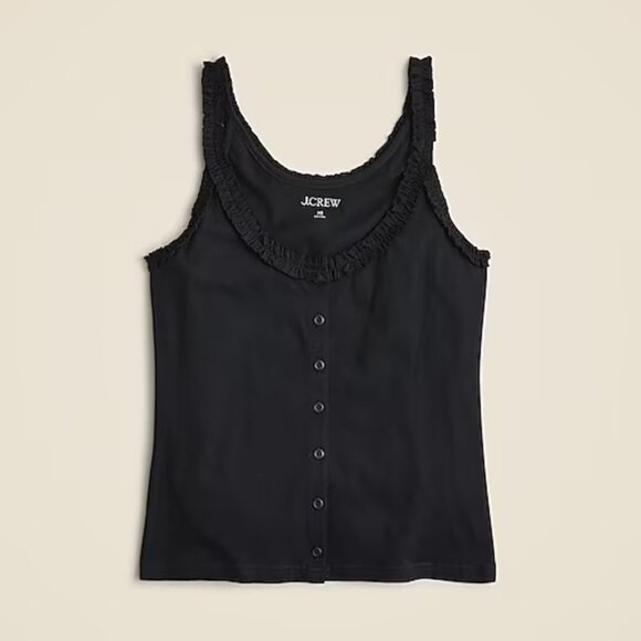 J. Crew button-front tank top with ruffle trim in Black - XS - NWT - Picture 1 of 6